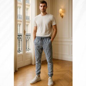 🦋 MEN'S TALENTLESS Blue Acid Wash Sweatpants Small Casual Pants Tie Dye Street